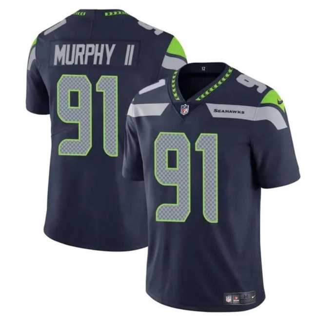 Men & Women & Youth Seattle Seahawks #91 Byron Murphy II Navy 2024 Draft Vapor Limited Stitched Jersey->seattle seahawks->NFL Jersey